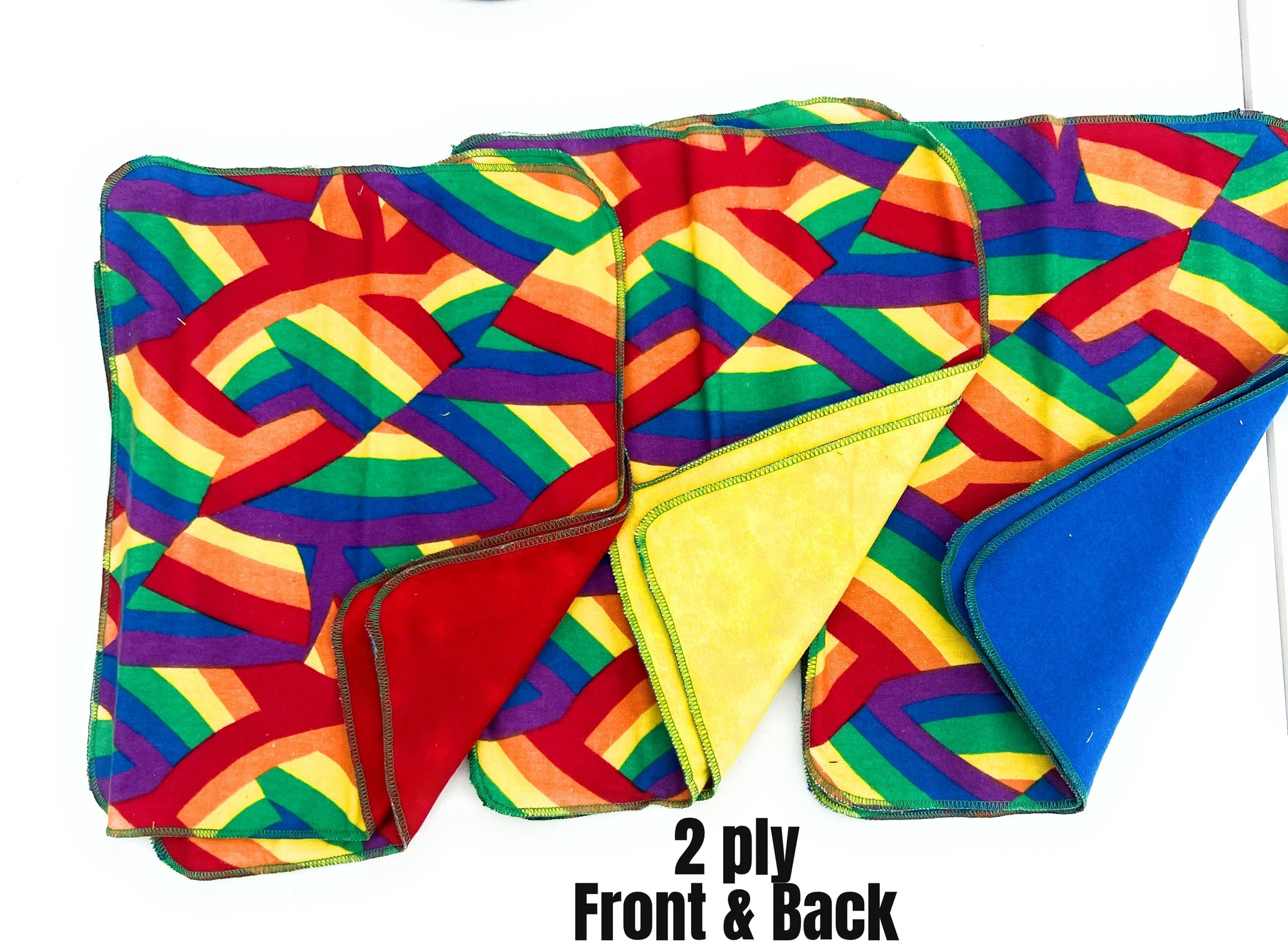 Non Paper Towels Napkins Rainbow Bright   Large 10" x 12"  in a 6 pack