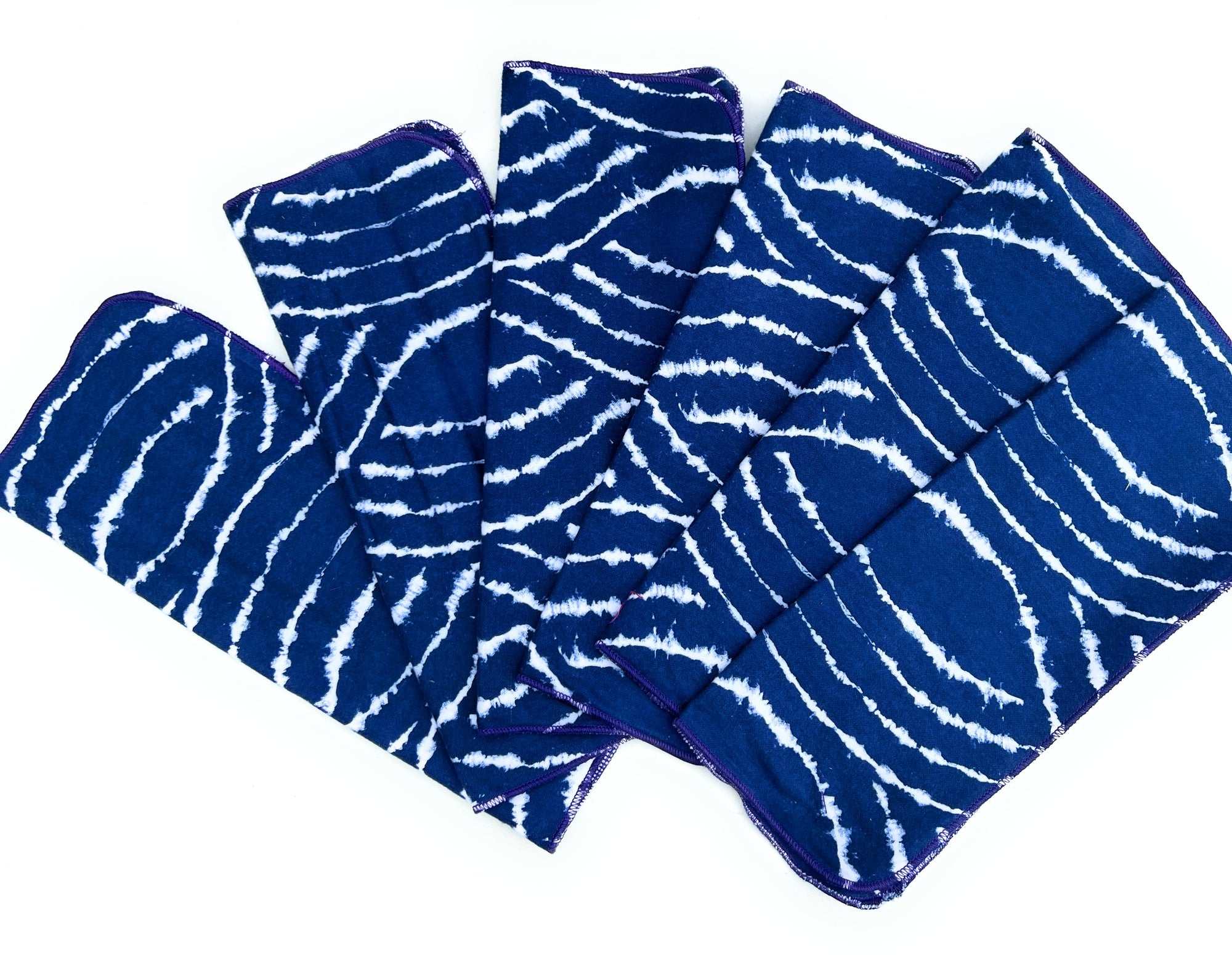 Non Paper Towels Napkins Shibori Style Indigo Blue  Large 10" x 12"  in a 6 pack