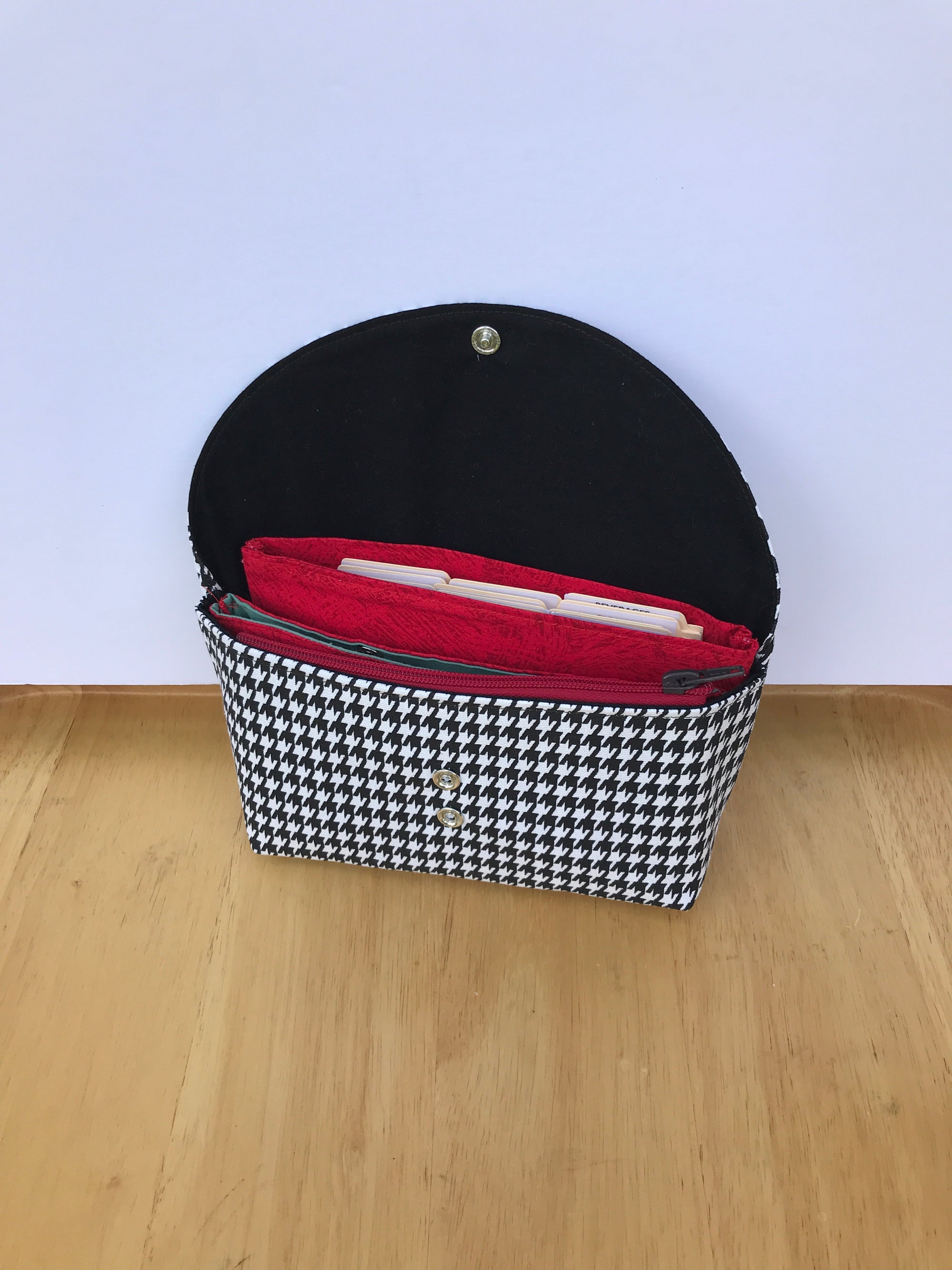 Budget Wallet Organizer System Houndstooth with Red