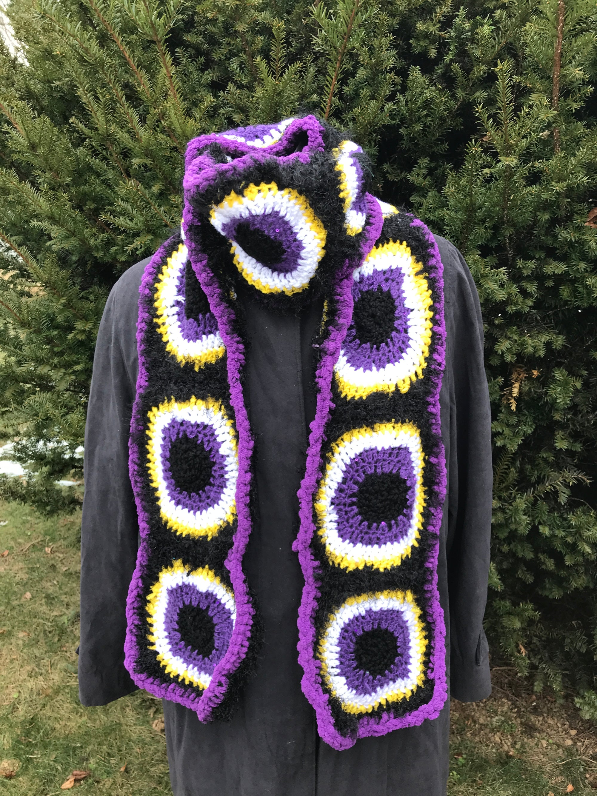 Scarf - Non-Binary Pride - Purple, Black White and Yellow LGBTQ