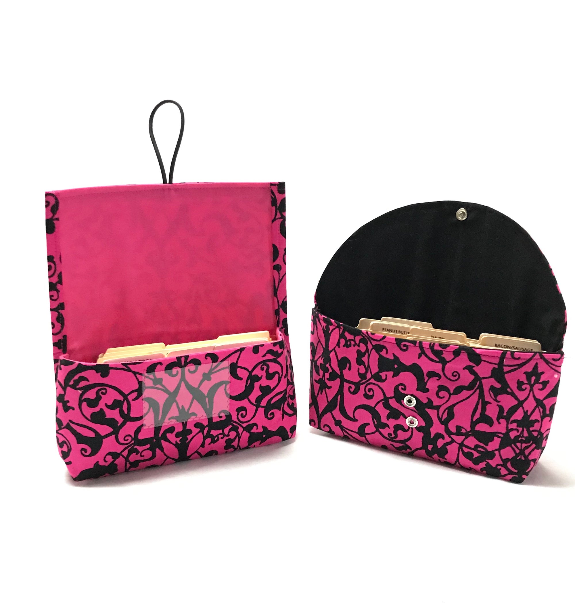 Coupon Organizer Trellis Scroll Hot Pink and Black