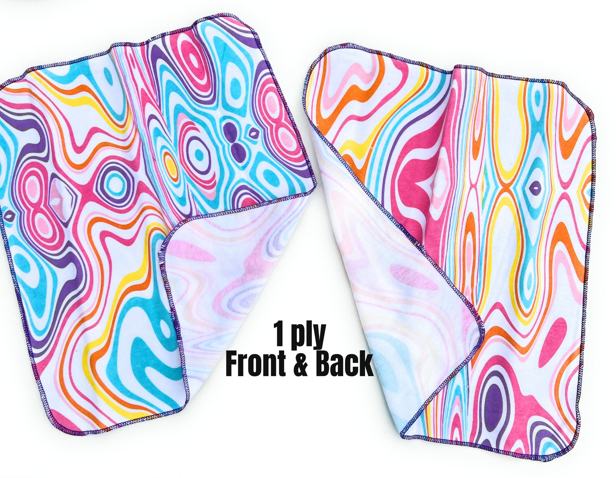 Non Paper Towels Napkins Wavy Psychedelic Large 10" x 12"  in a 6 pack
