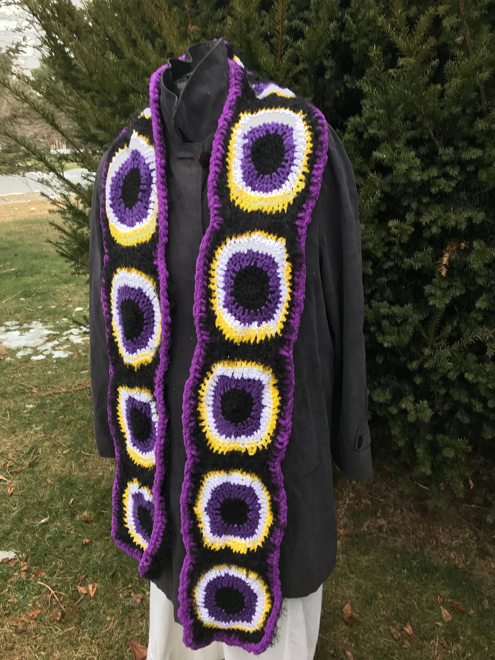 Scarf - Non-Binary Pride - Purple, Black White and Yellow LGBTQ