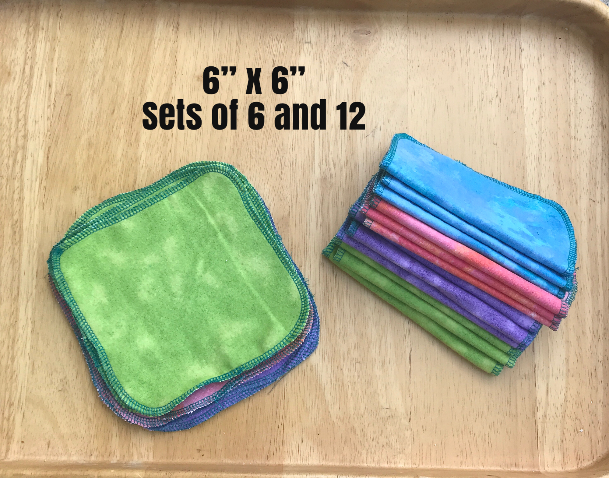 Reusable Non Paper Towel Set - Small 6" x 6" wipes