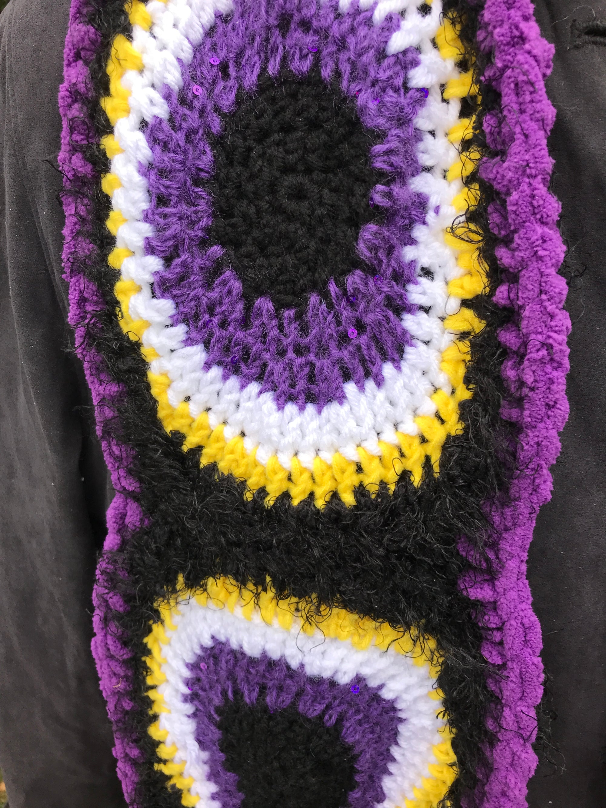 Scarf - Non-Binary Pride - Purple, Black White and Yellow LGBTQ