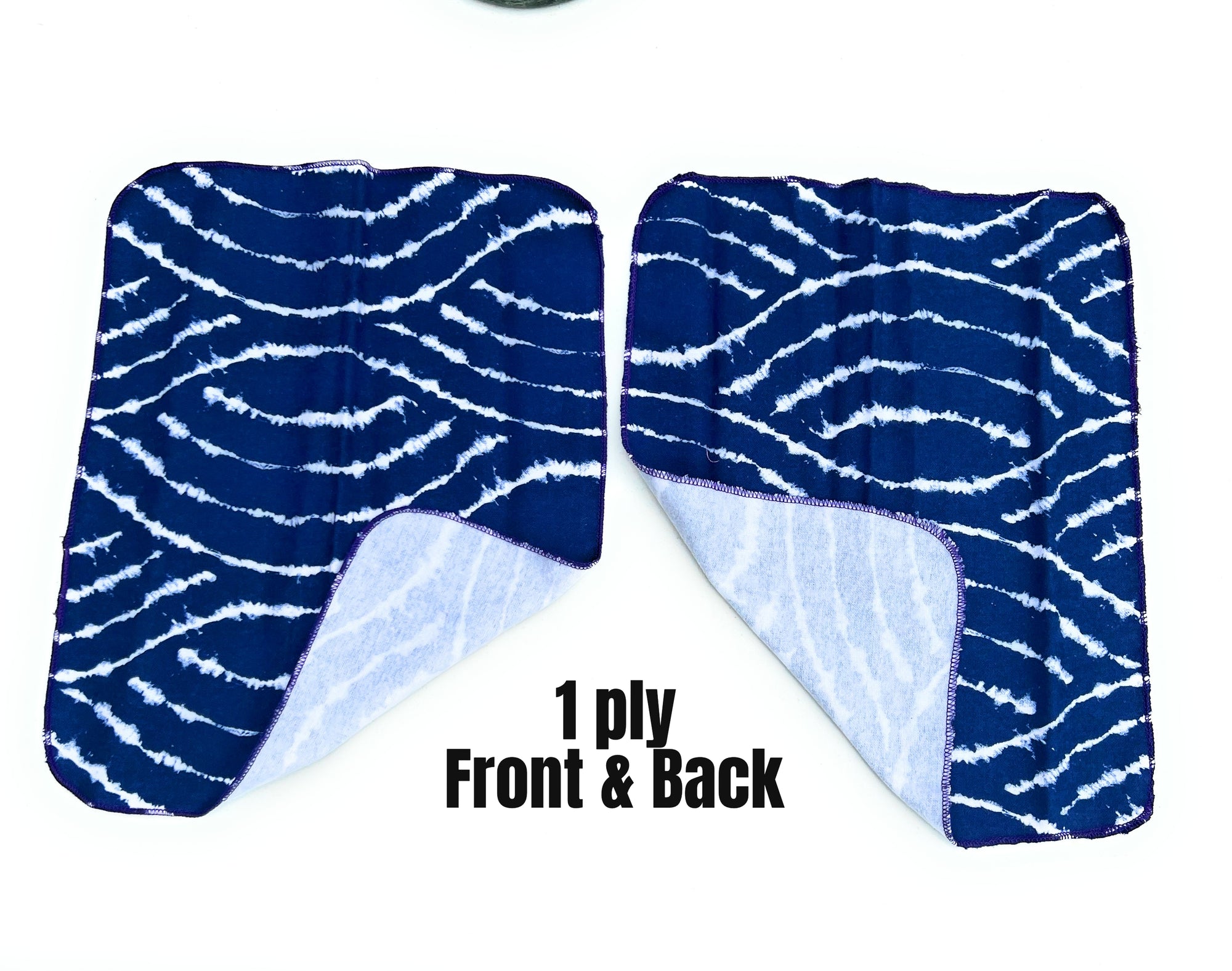 Non Paper Towels Napkins Shibori Style Indigo Blue  Large 10" x 12"  in a 6 pack