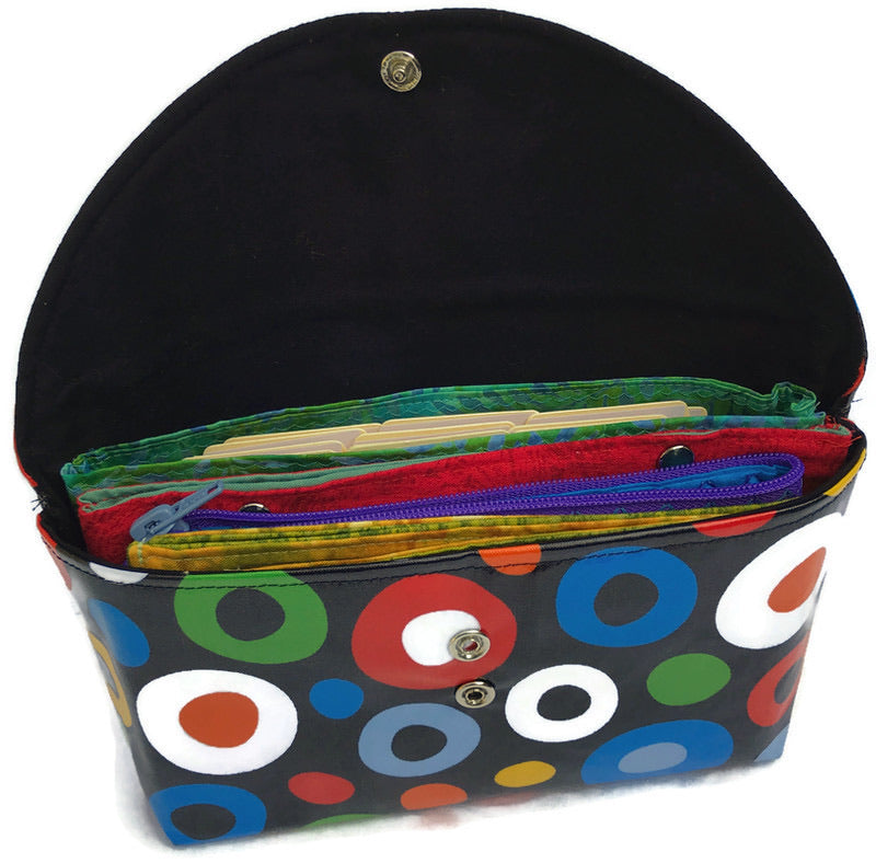 Wallet Organizer System Waterproof Black with Multi Color circles