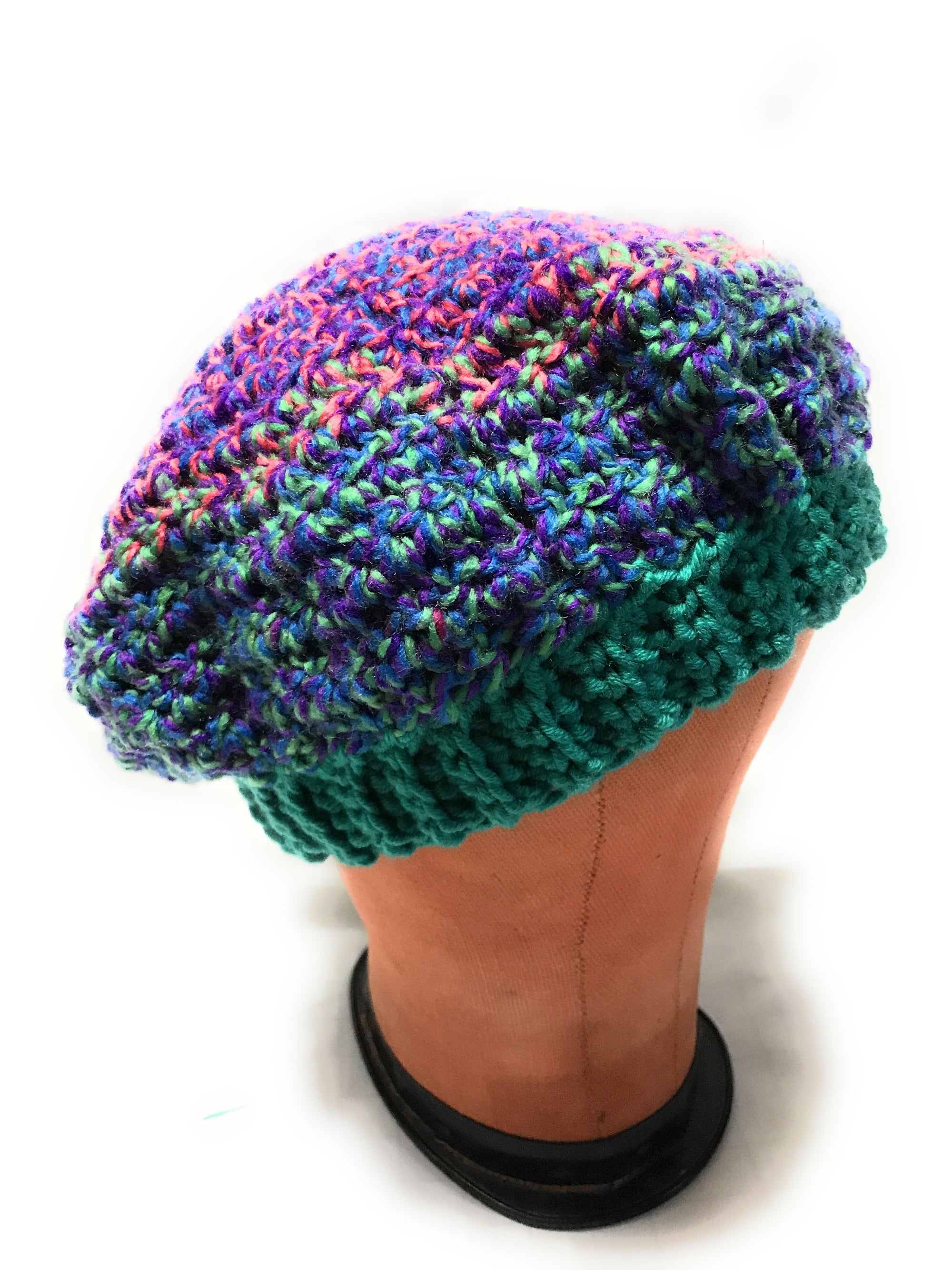 Beret Style Pink Blue Green Tweed Hat