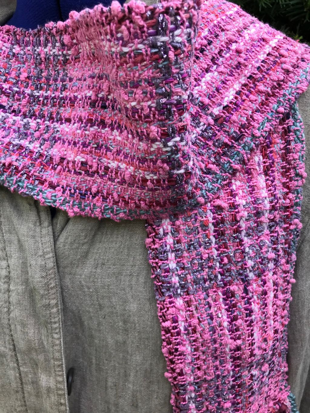 Pink Shimmer Scarf Hand Woven