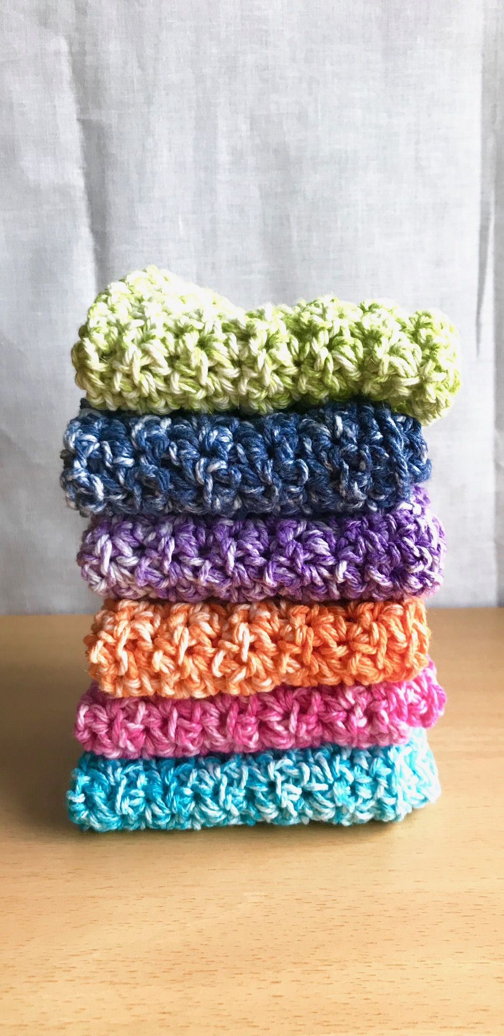 Set of 3 or 6 Watercolor Pastels Crochet Wash Cloth, Dish Cloth Set